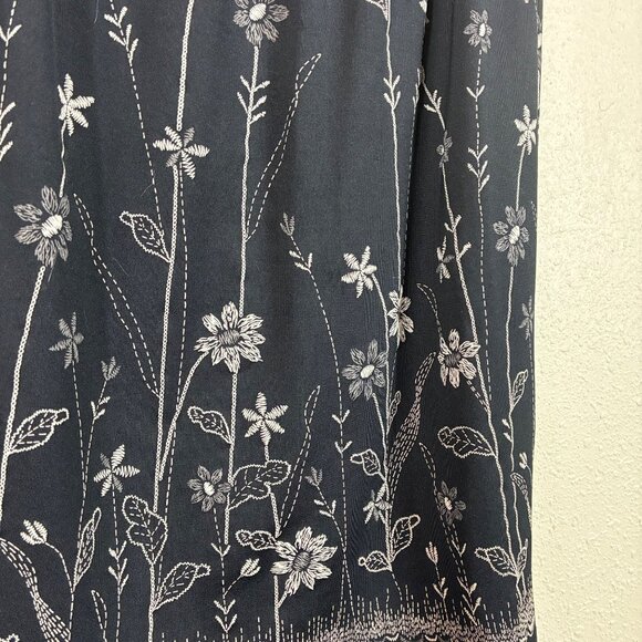 NEW VTG Y2K Black Embroidered Floral Skirt Notations M Cottagecore Deadstock - Picture 3 of 7